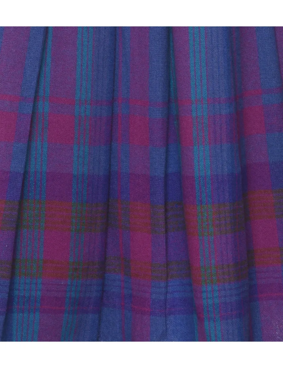 1980's Wool Pendleton Checked Pleated Skirt - S