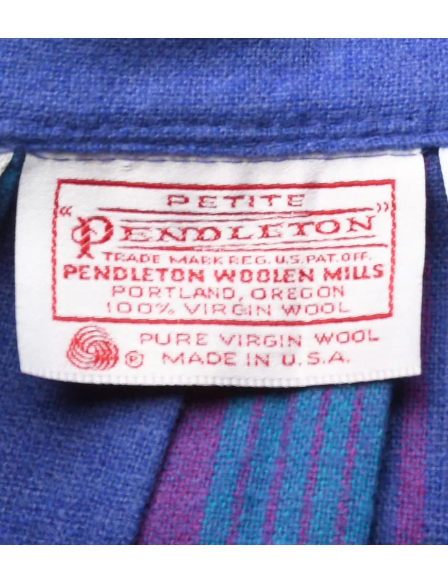 1980's Wool Pendleton Checked Pleated Skirt - S