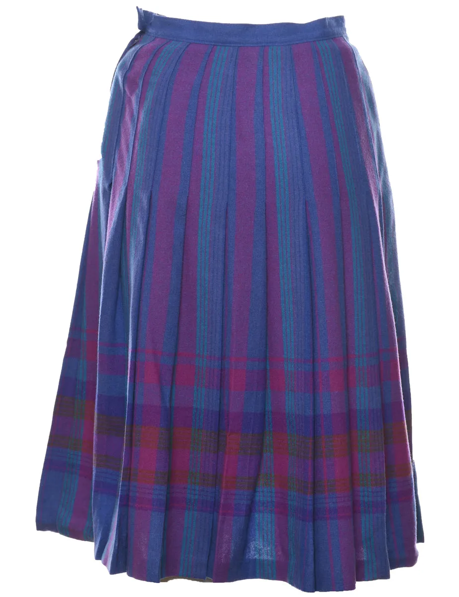 1980's Wool Pendleton Checked Pleated Skirt - S