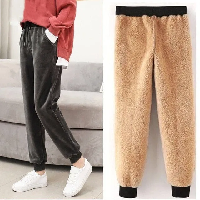 2021 New!!! Women's Slim Pant Lambskin Cashmere Pants Fleece Sizes S - 3XL