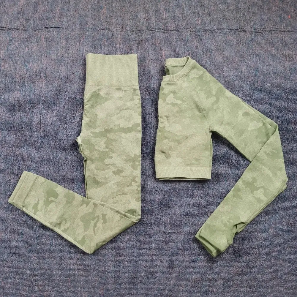 3PCS/Set Camouflage Yoga Set Women Seamless Fitness Yoga Bra Sports Bra High Waist GYM Camo leggings Pants Fitness Suits Workout