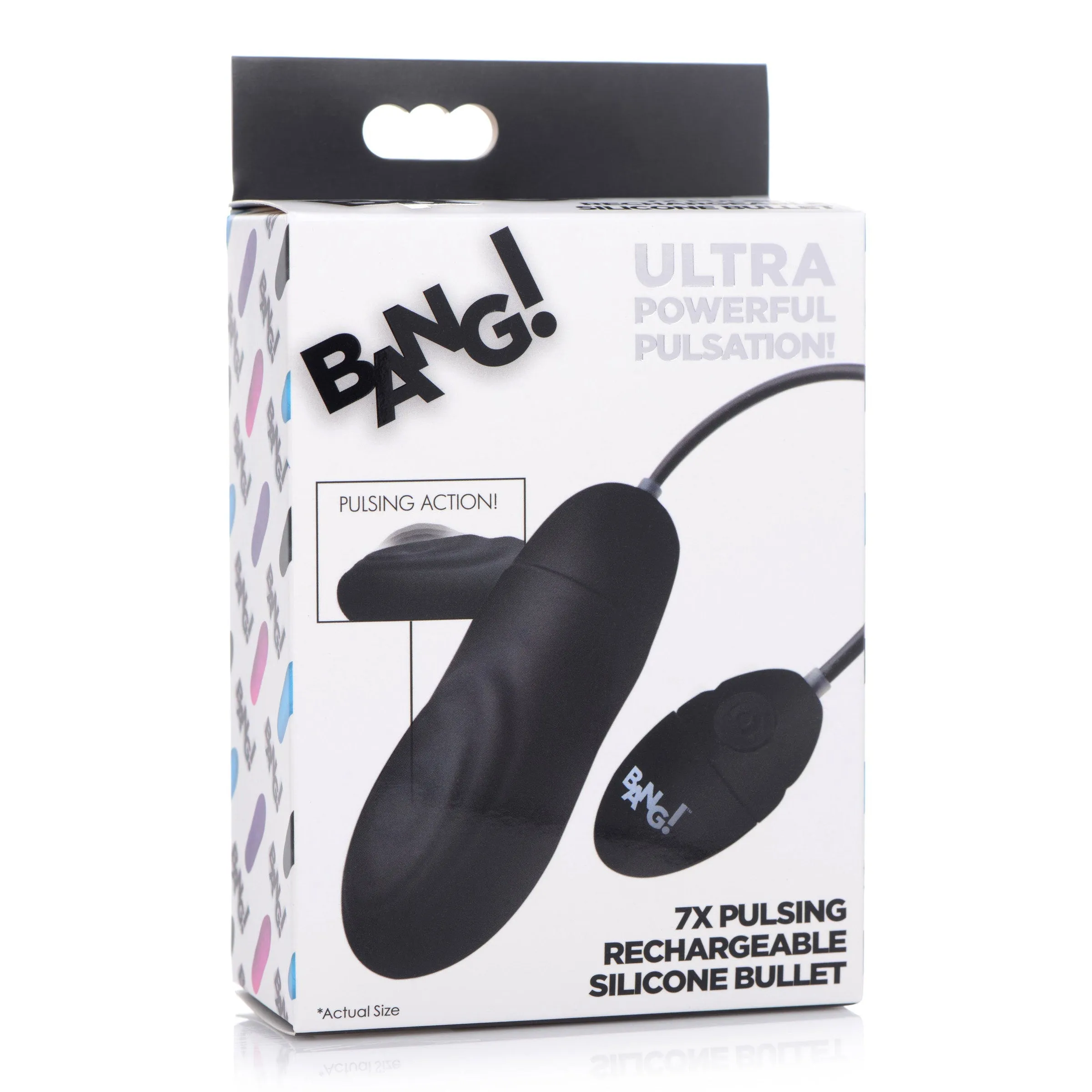 7x Pulsing Rechargeable Silicone Bullet- Black