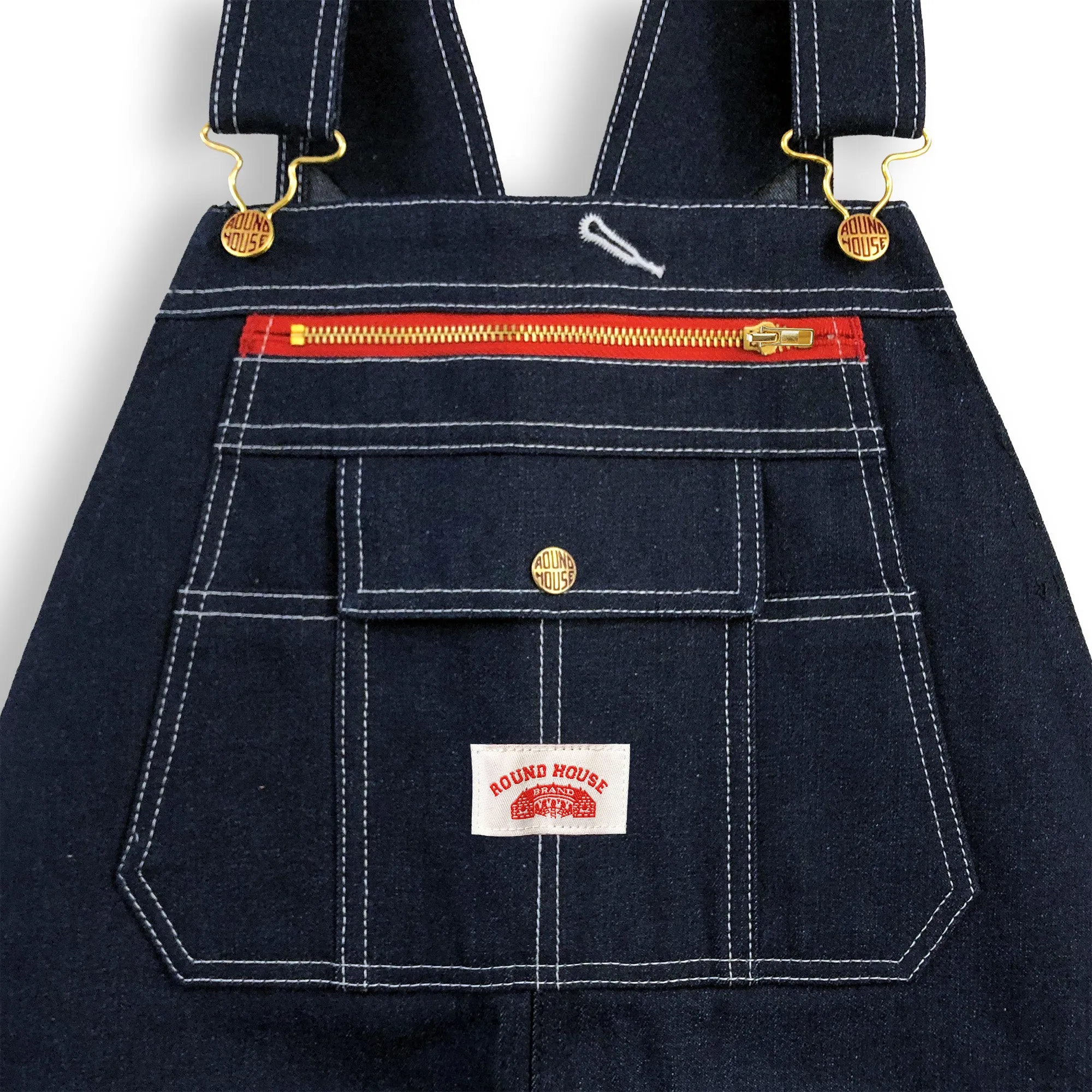 #980 Utility Zipper-Bib Blue Denim Overalls