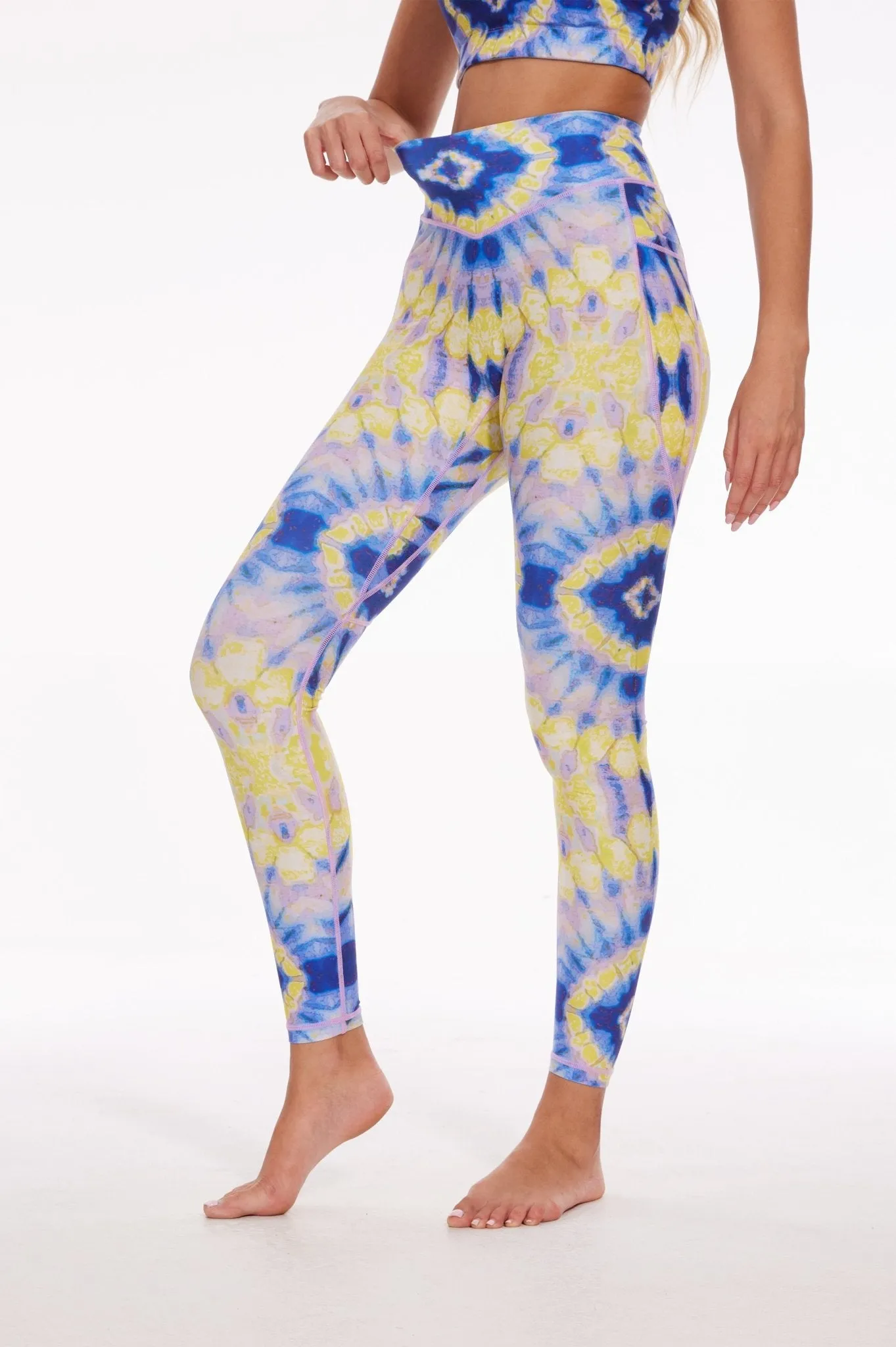 Abstract Dip-Dye High-waisted Leggings with Pockets