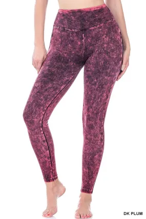 ACID MINERAL WASHED WIDE WAISTBAND YOGA LEGGINGS