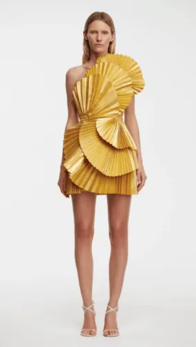 Acler Abbotsford Mini Dress in Honey Gold Metallic