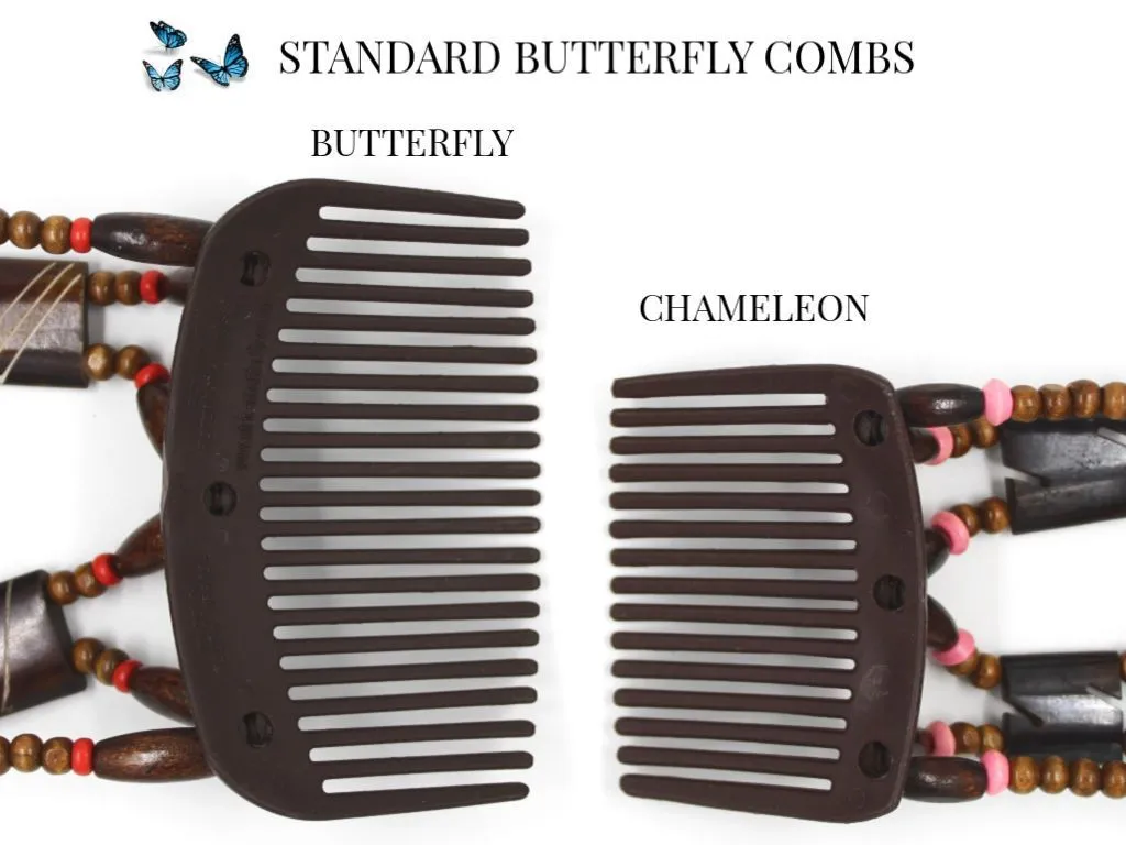 African Butterfly Hair Comb - Beada Brown 195