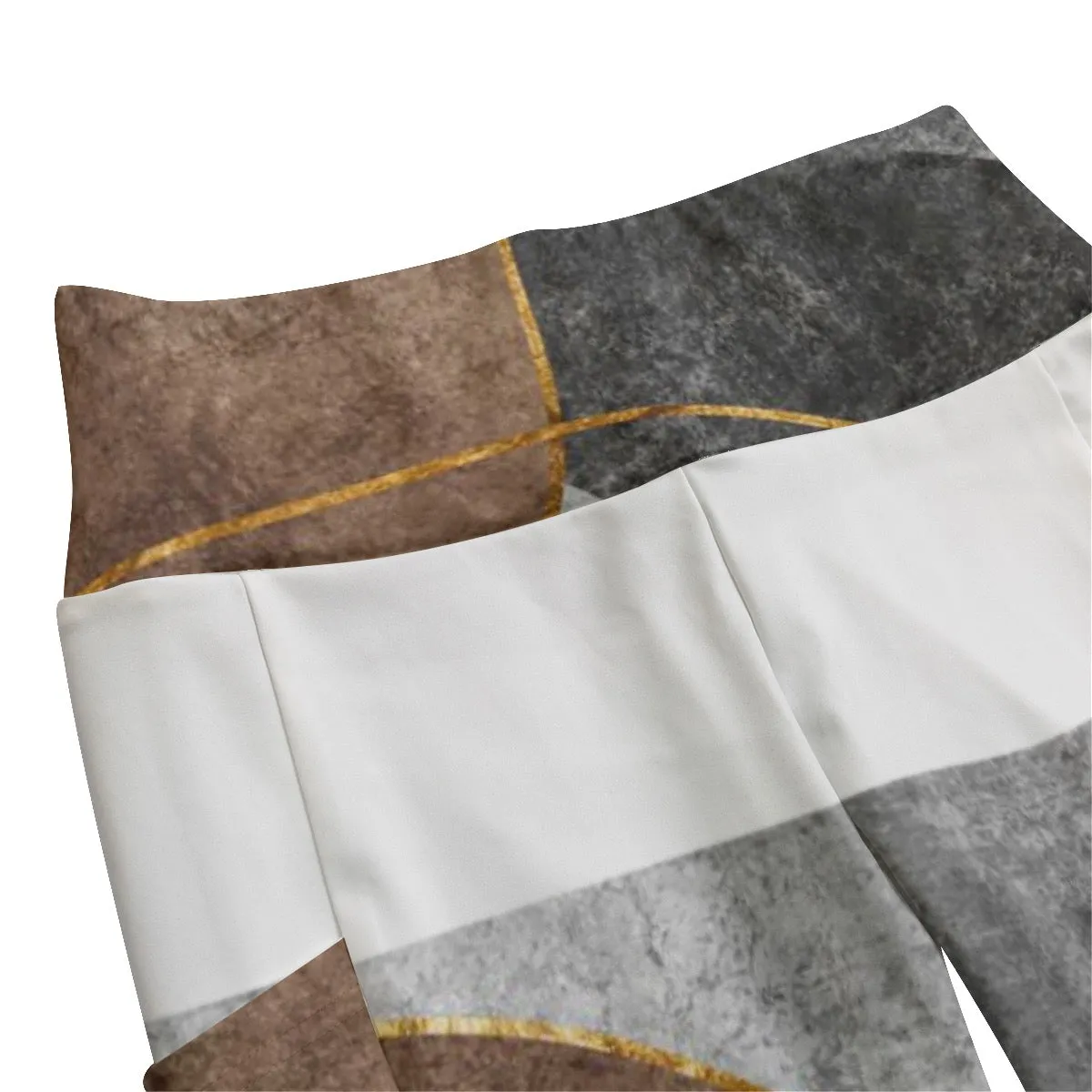 All-Over Print Women's High Waist Leggings With Side Pocket 2 gold and gray abstract, print