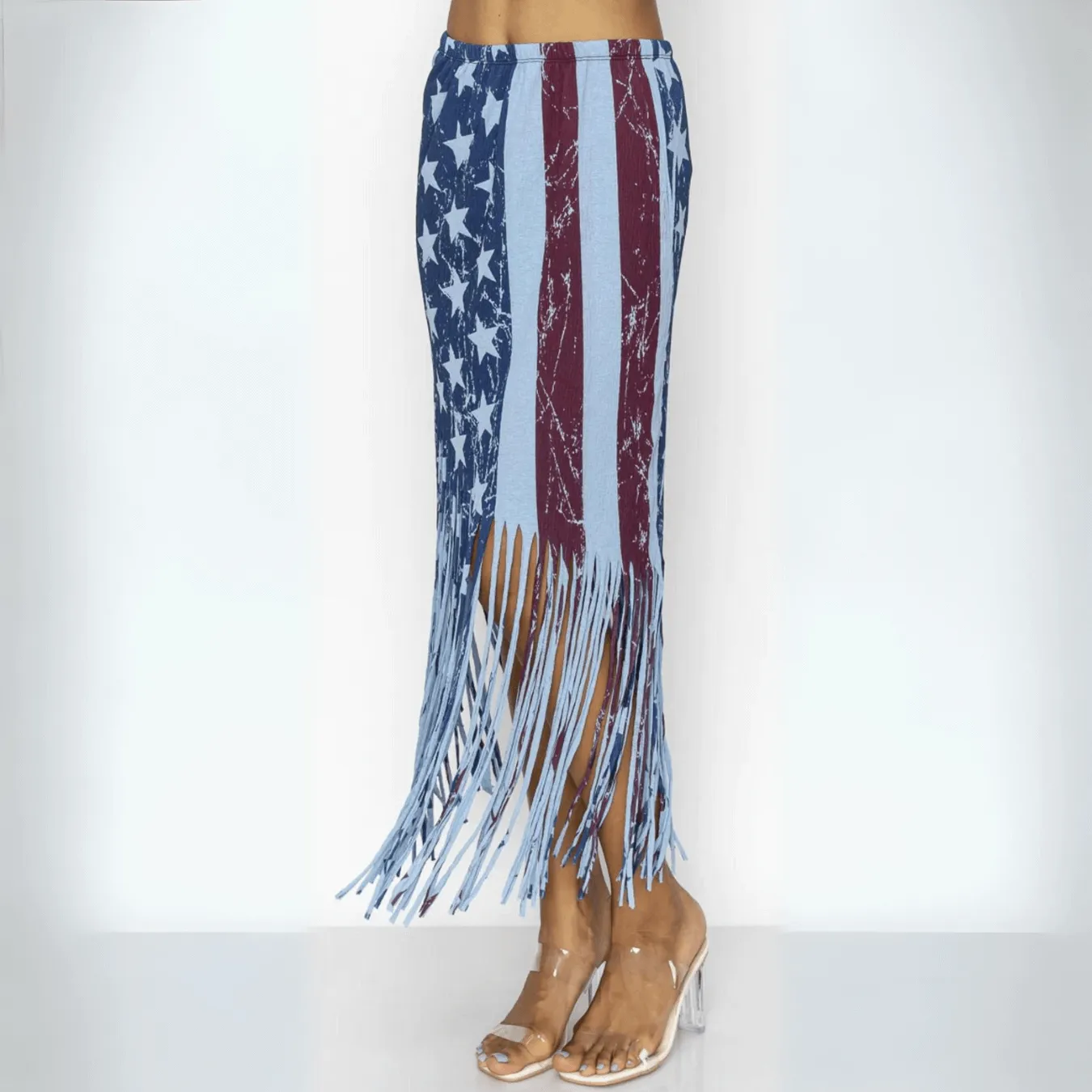 American Flag Graphic Fringe Skirt Made in USA