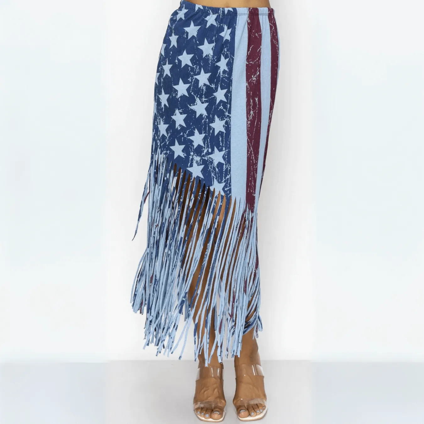 American Flag Graphic Fringe Skirt Made in USA