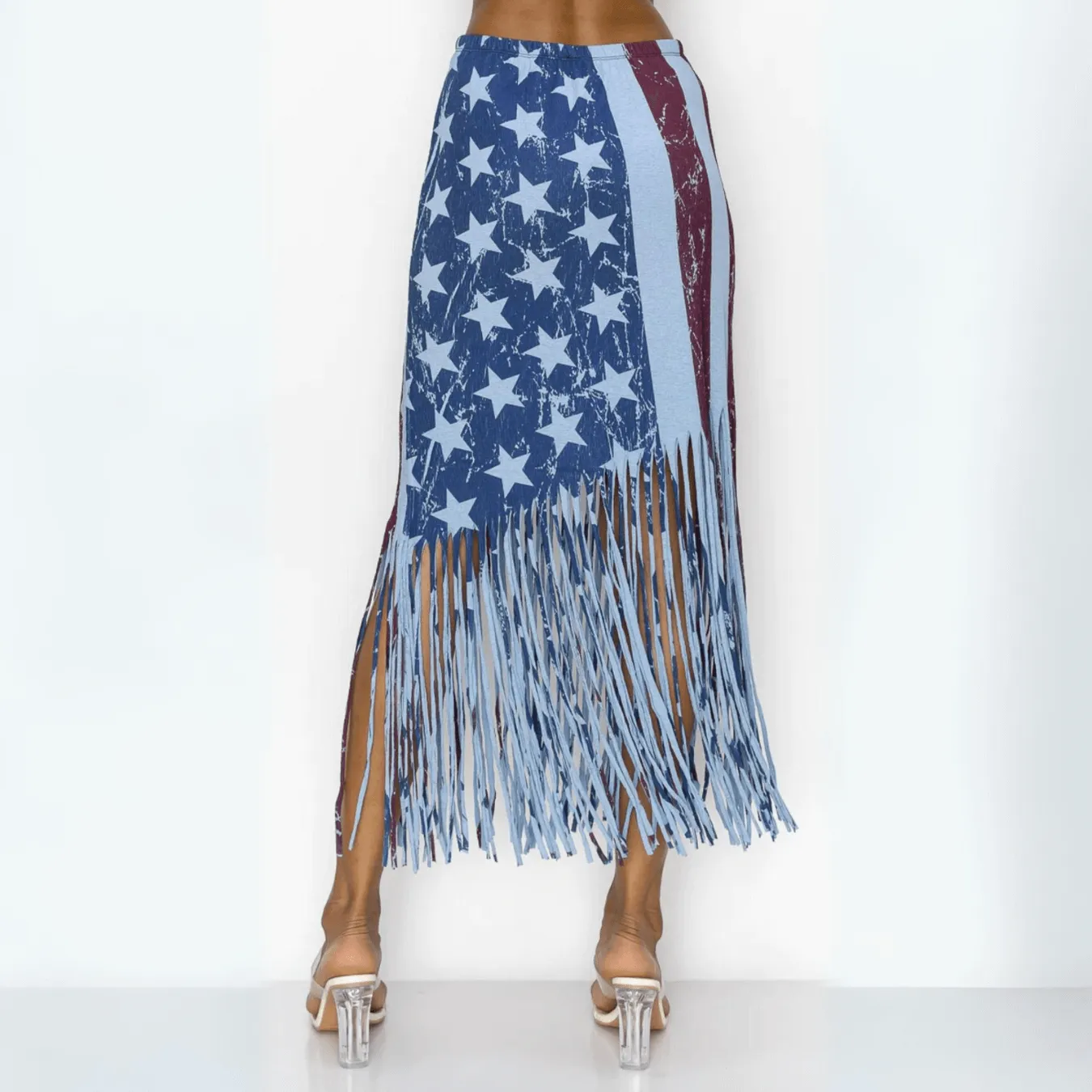 American Flag Graphic Fringe Skirt Made in USA