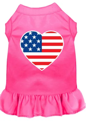 American Flag Heart Screen Print Dress Bright Pink Xs (8)