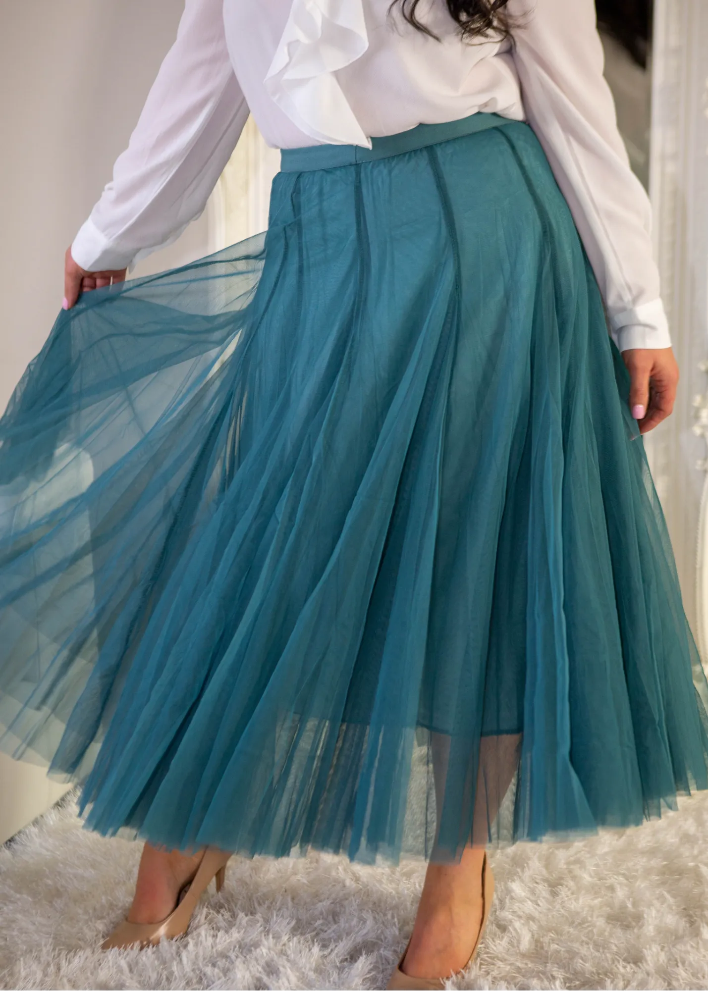 Ana Tulle Swing A- line Skirt -  Mint