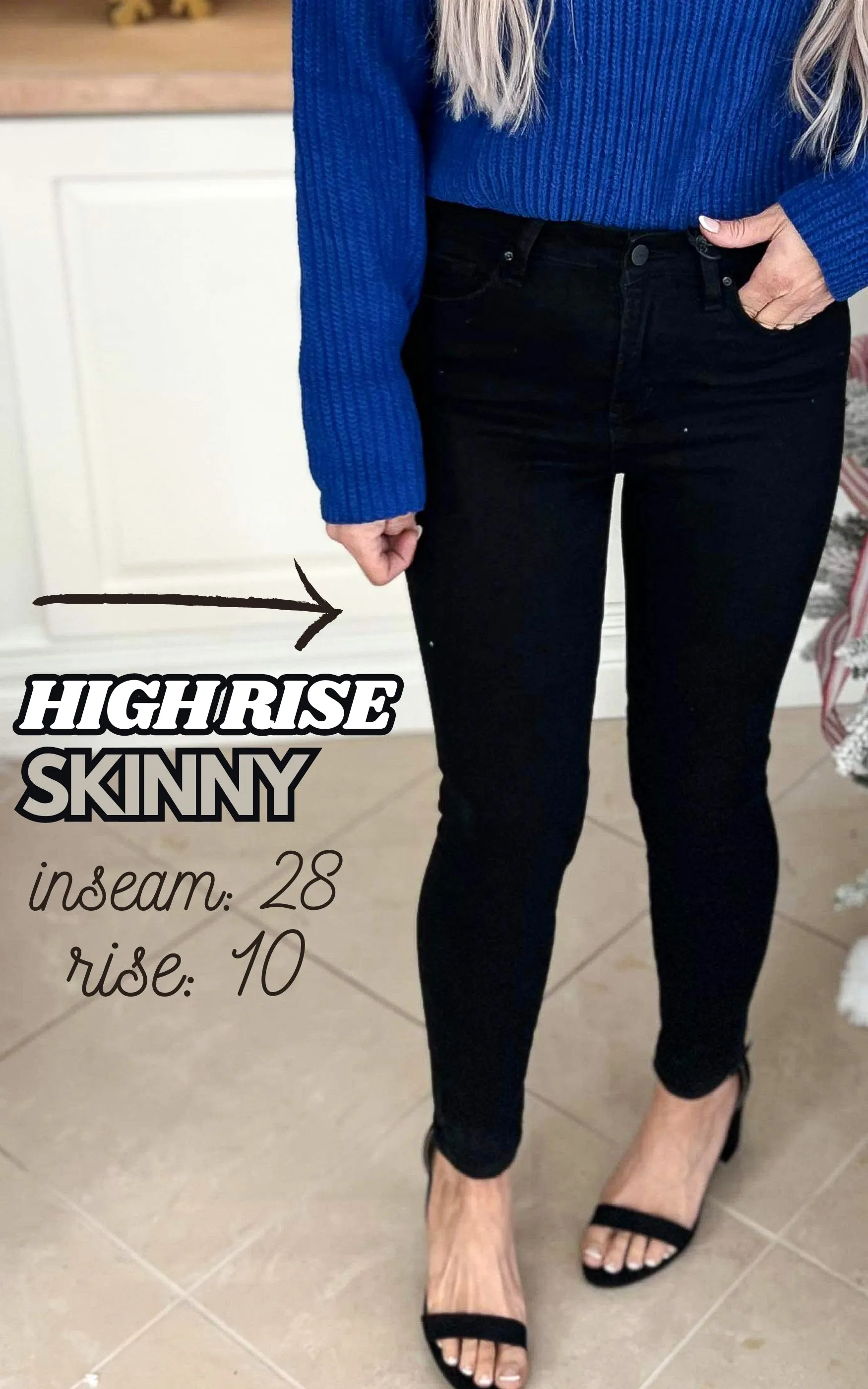 Ann Lane Black High Rise Ankle Skinny Denim Jeans - Mica - Final Sale