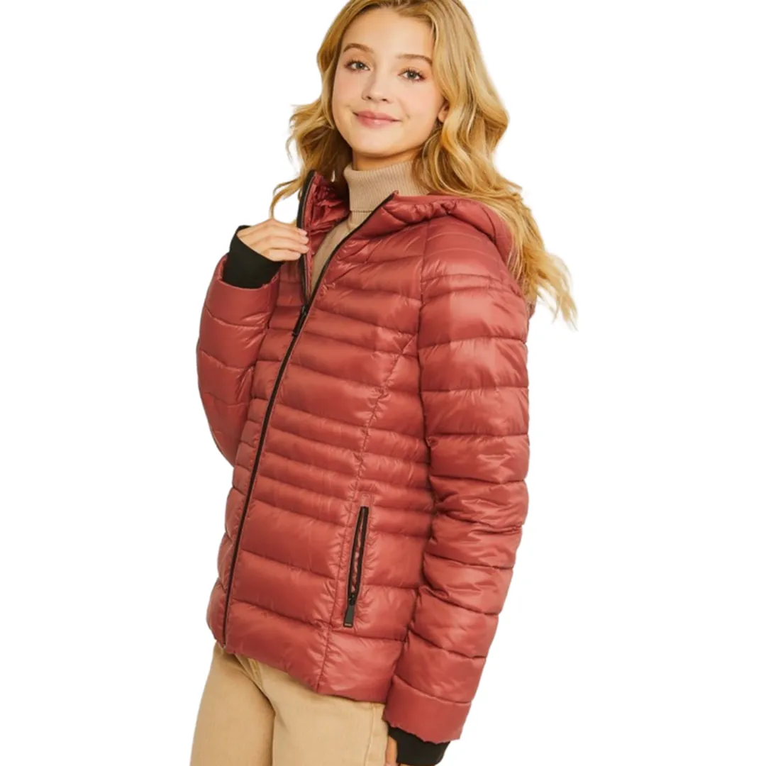 Apparel- Love Tree Contrast Trim Puffer Jacket