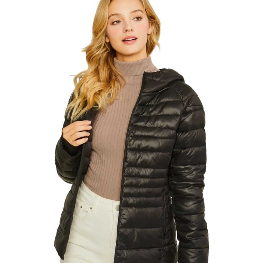 Apparel- Love Tree Contrast Trim Puffer Jacket