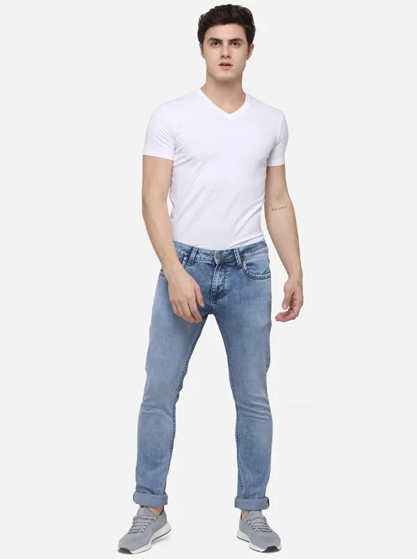 Ash Blue Narrow Fit Solid Jeans | Greenfibre