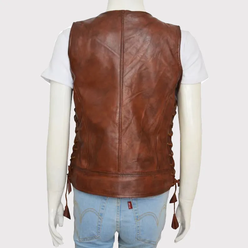 Authentic Women's Brown Leather Vest