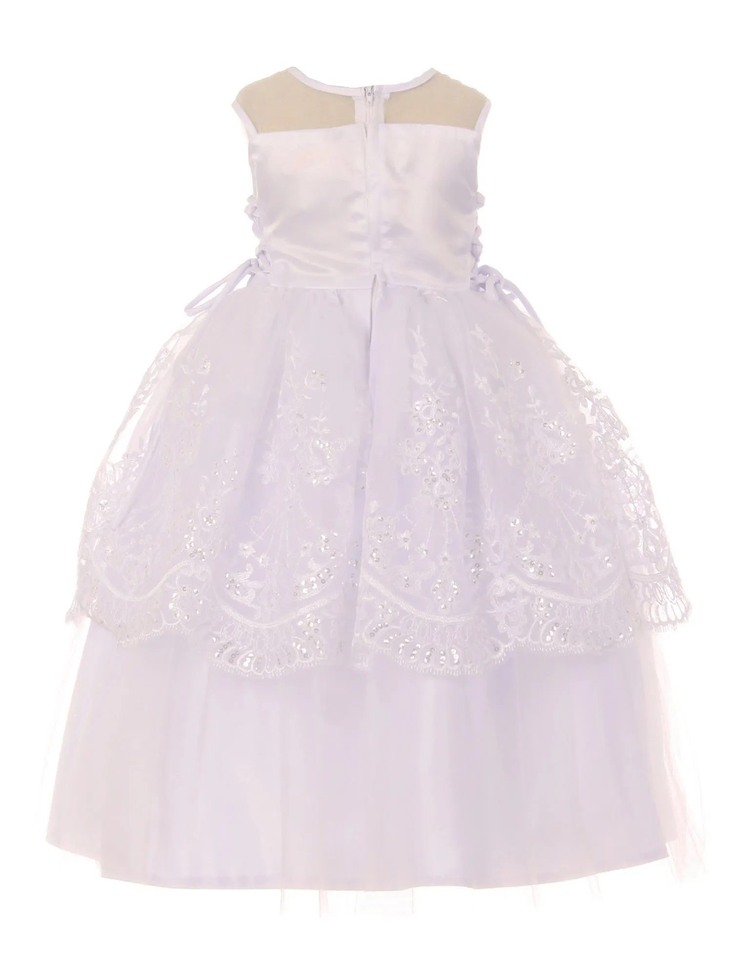 Baby Girls White Pearl Sequin Beaded Christening Bolero Dress 0-12M