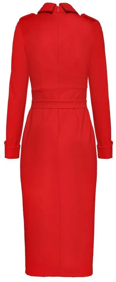 Belted Midi Shirt-Dress - Black or Red