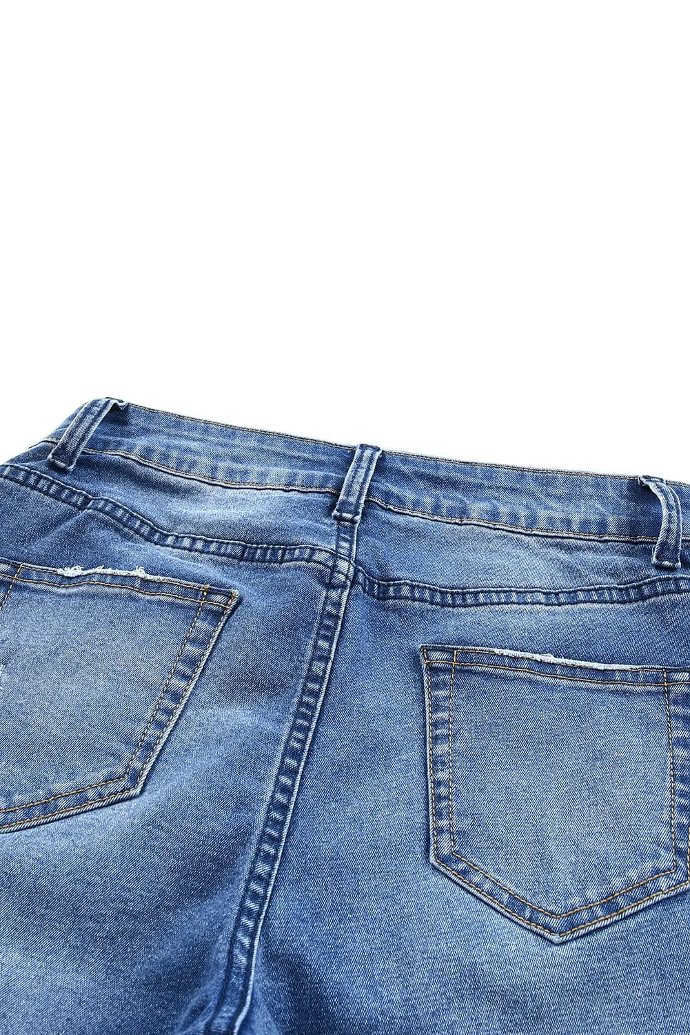 Bermuda Blue Acid Wash Denim Shorts with Roll-up Hem