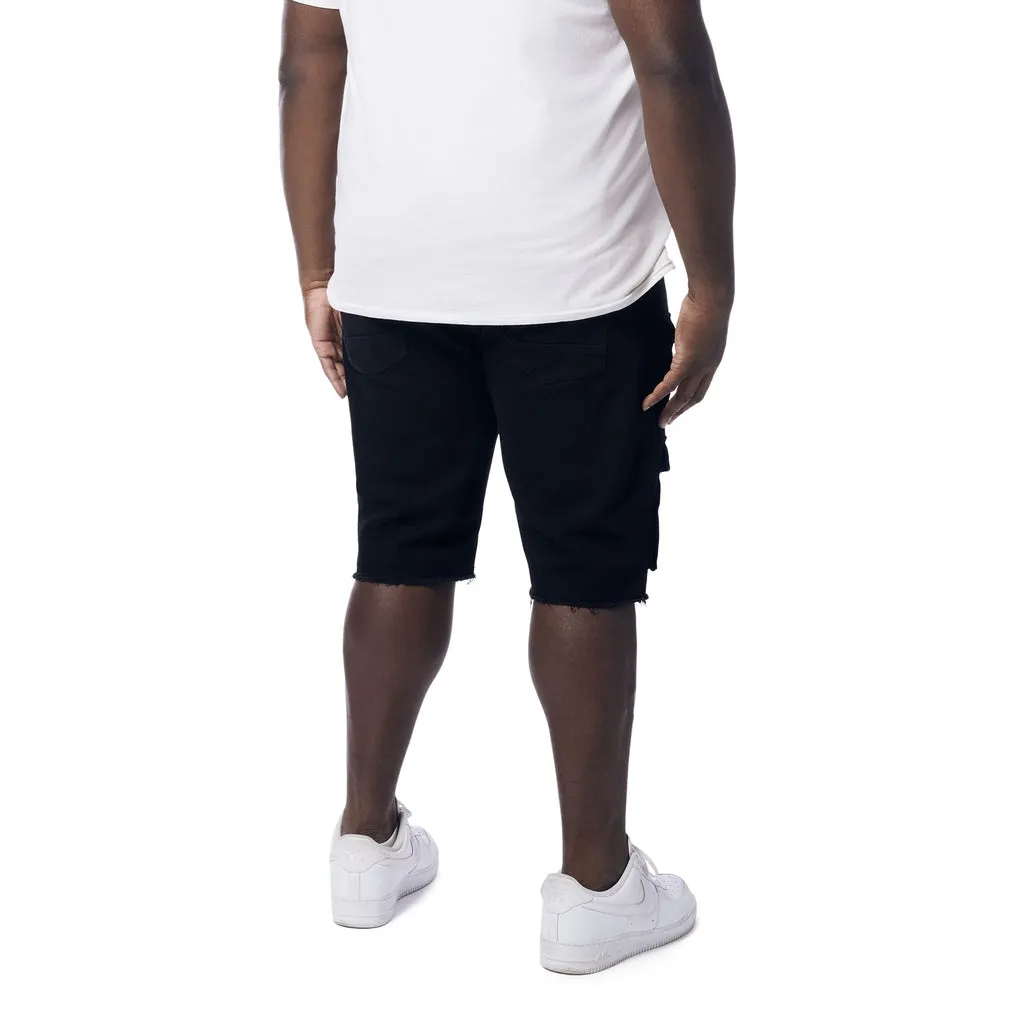 Big and Tall - Rip & Repair Cargo Jean Shorts - Jet Black