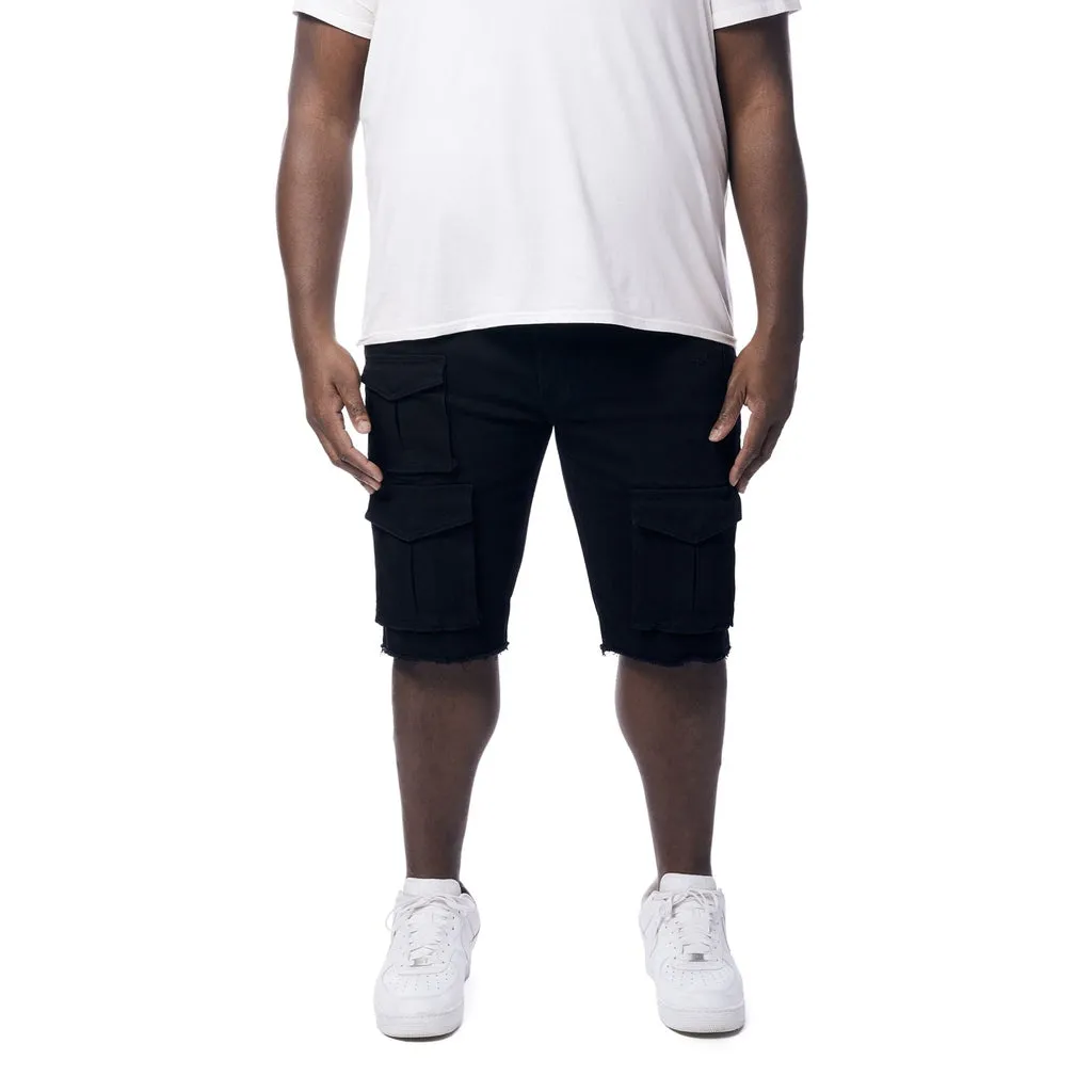 Big and Tall - Rip & Repair Cargo Jean Shorts - Jet Black