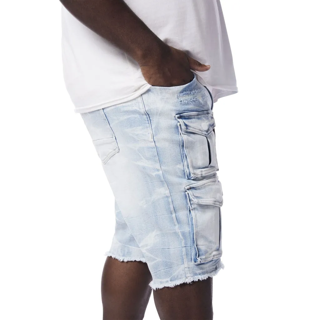 Big and Tall - Rip & Repair Cargo Jean Shorts - Santorini Blue