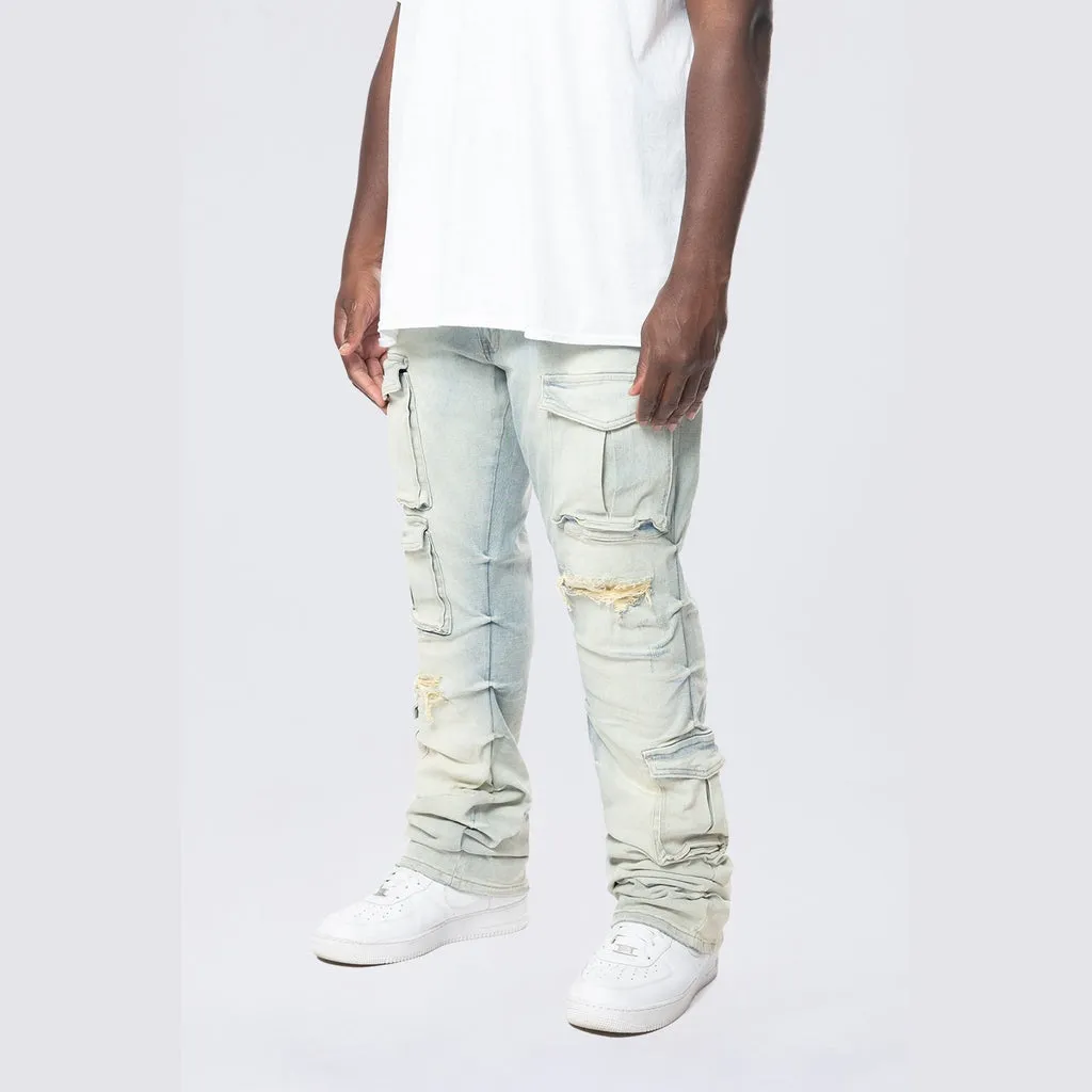 Big and Tall - Stacked Utility Pocket Denim Jeans - Ombre Blue