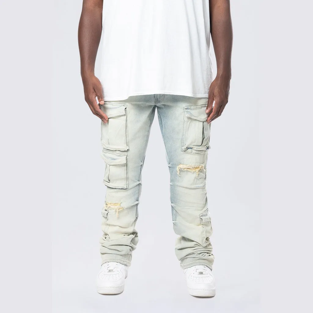 Big and Tall - Stacked Utility Pocket Denim Jeans - Ombre Blue