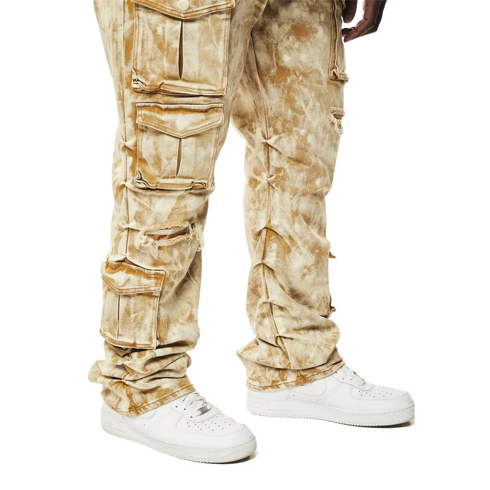 Big and Tall - Utility Multi Colored Cargo Stacked Denim Jeans - Frappe