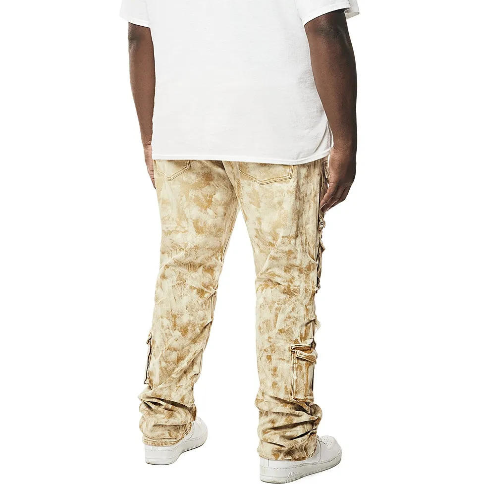 Big and Tall - Utility Multi Colored Cargo Stacked Denim Jeans - Frappe