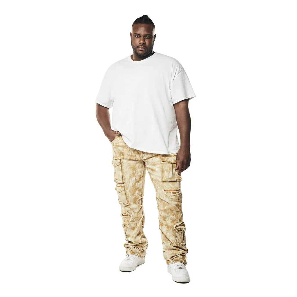 Big and Tall - Utility Multi Colored Cargo Stacked Denim Jeans - Frappe