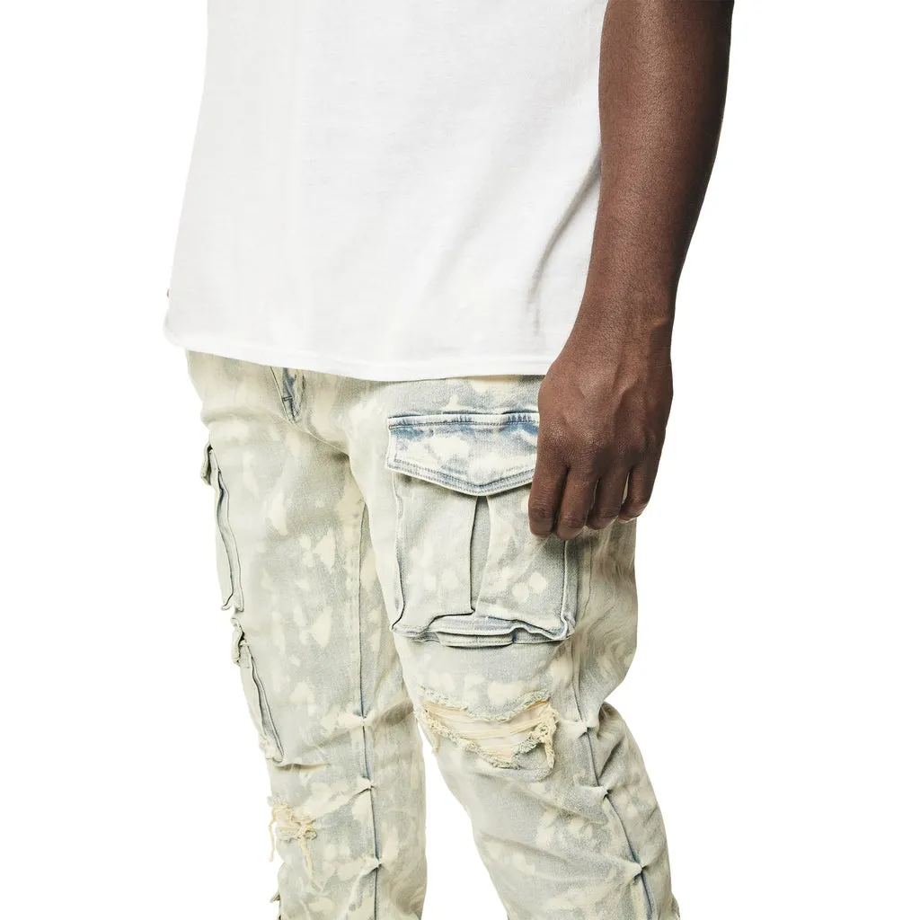 Big and Tall - Utility Multi Colored Cargo Stacked Denim Jeans - Seafoam