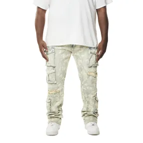 Big and Tall - Utility Multi Colored Cargo Stacked Denim Jeans - Seafoam