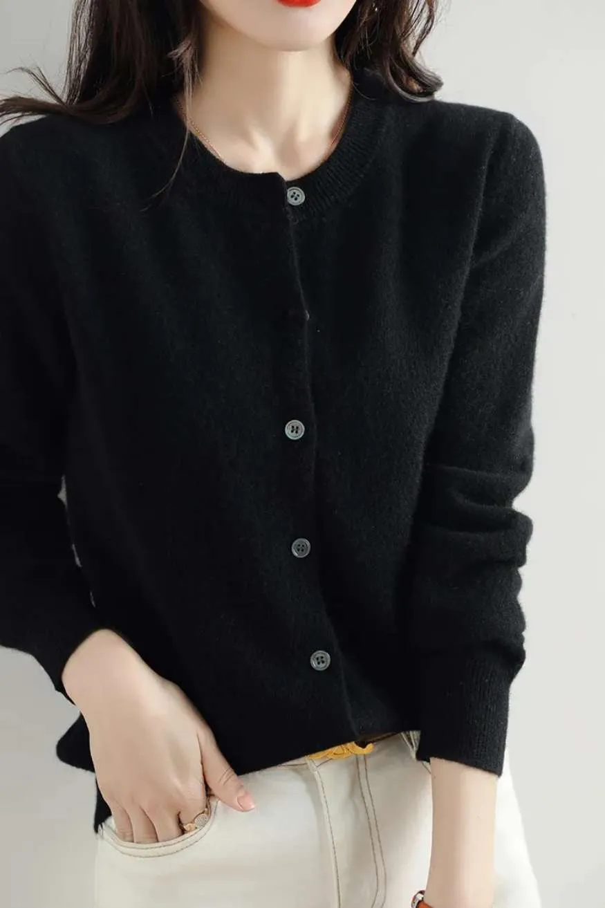 Black Button-Up Cardigan Women