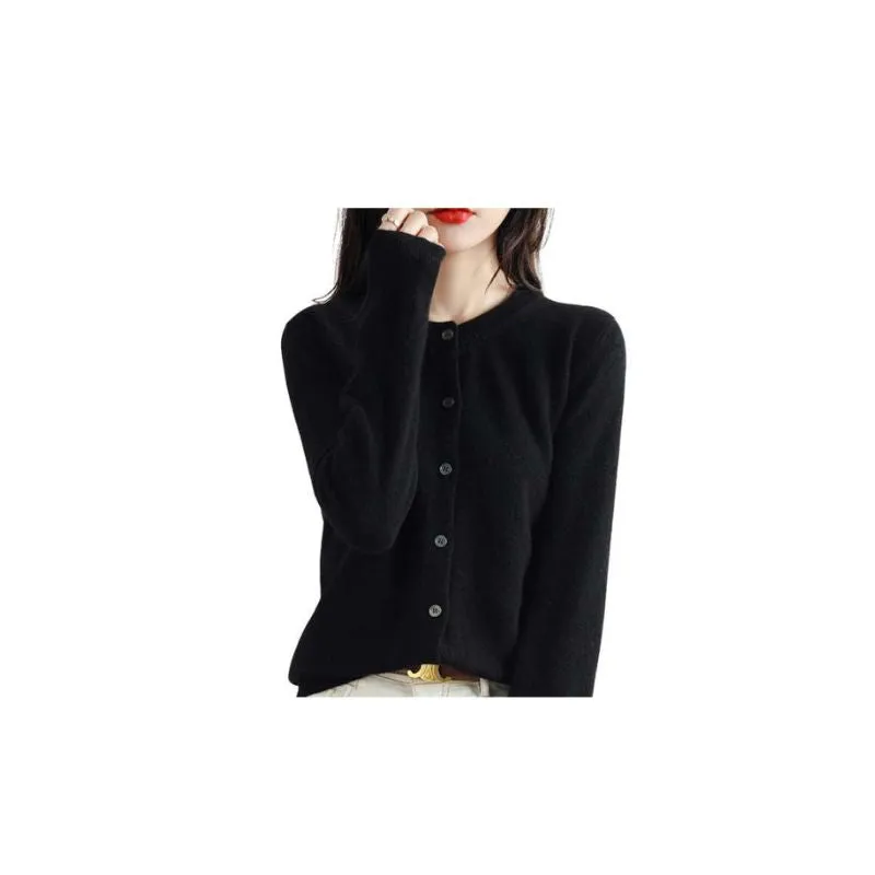 Black Button-Up Cardigan Women