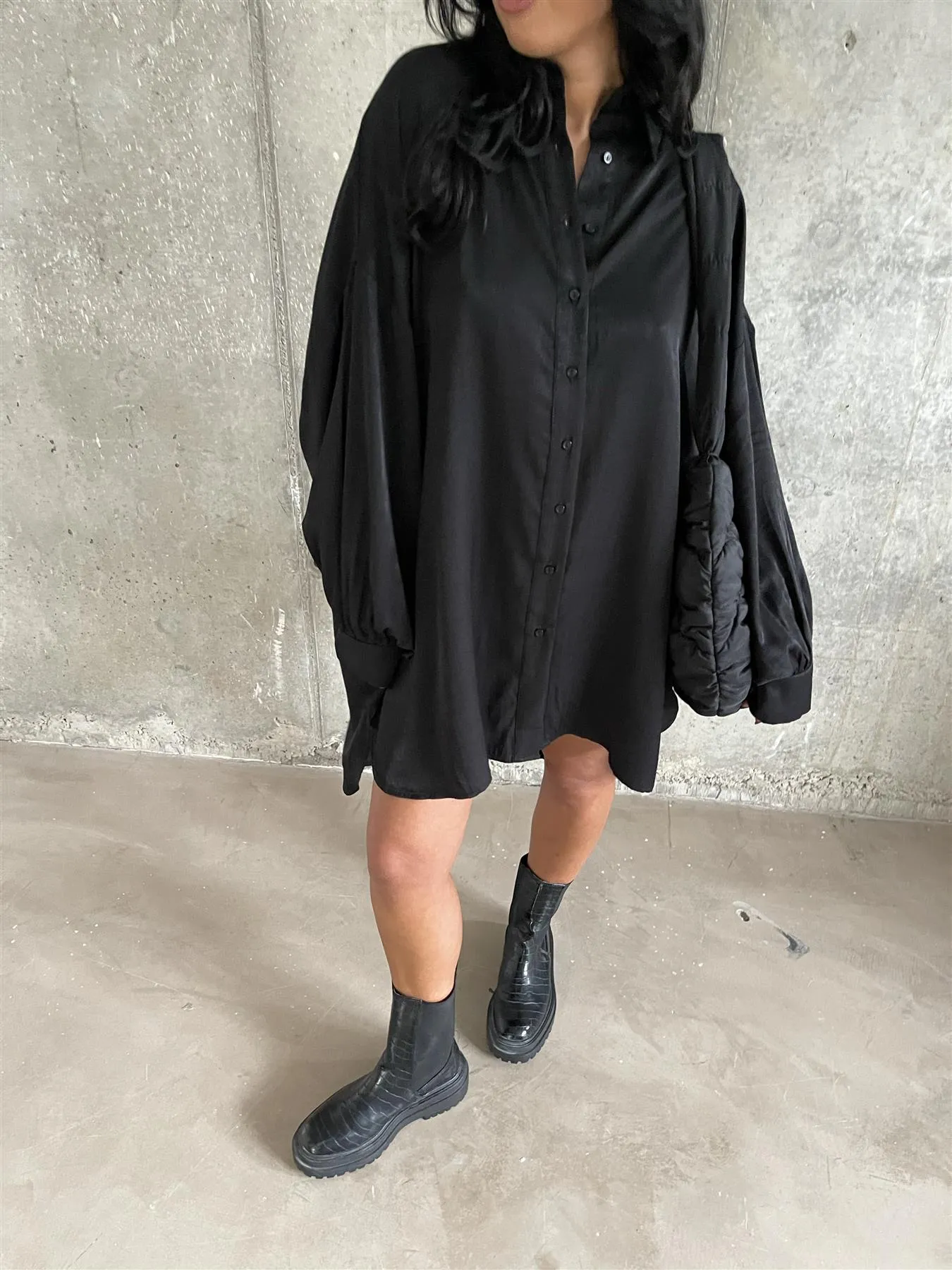 Black Hi-Low Shirt-Dress