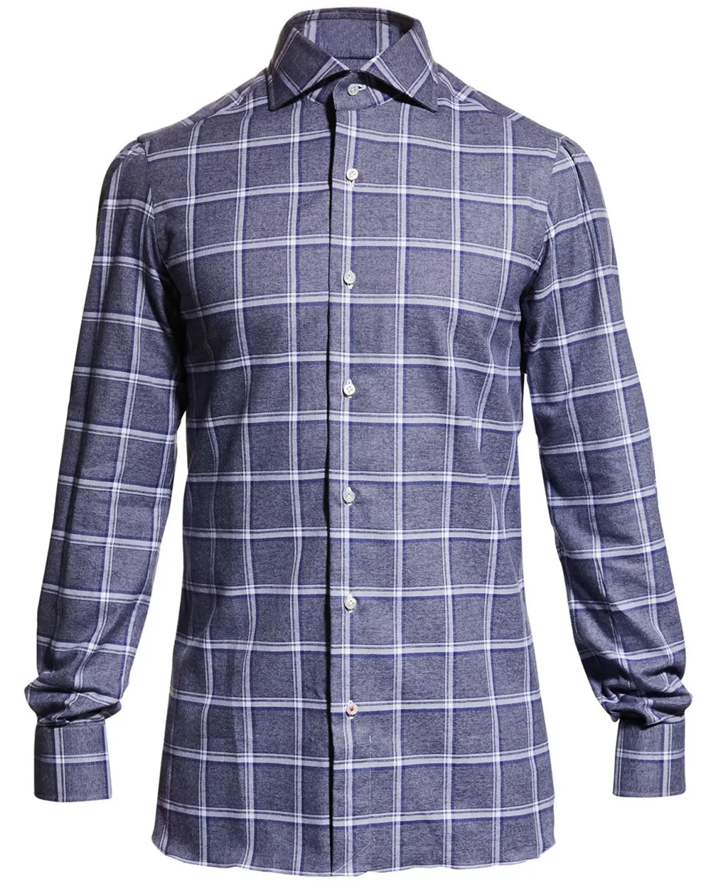 Blue and White Windowpane Dress Shirt