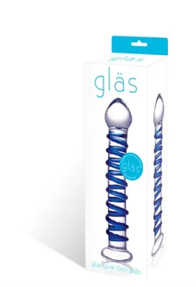 Blue Spiral Glass Dildo: Swirly Fun for Cool or Hot Play!