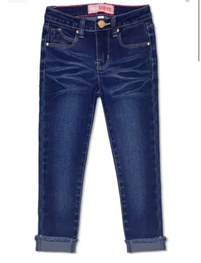 Blueberry Denim Girl's Super Yummy  Denim Wash Basic Jeans w/ 2 Pocket Detail  and Roll-up w/ Fray