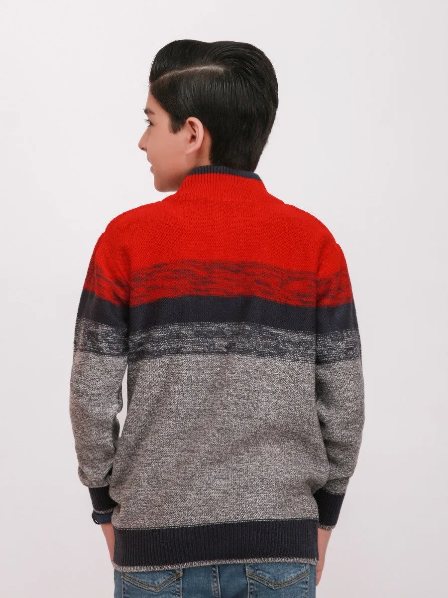 Boy's Red Grey Sweater - EBTSWT20-013