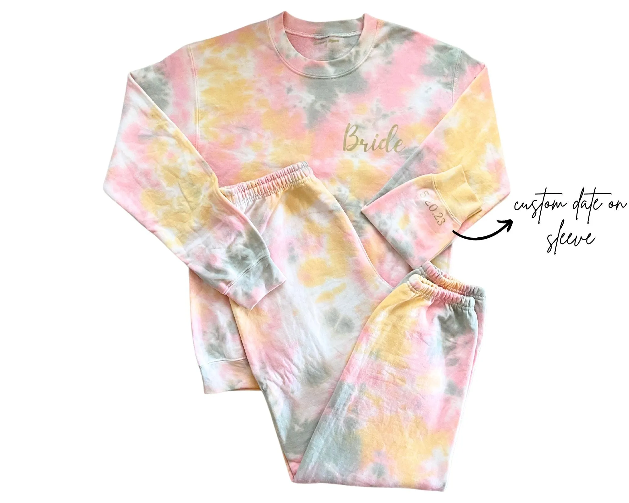 Bridal   Custom Date Tie-Dye Sweatsuit Set