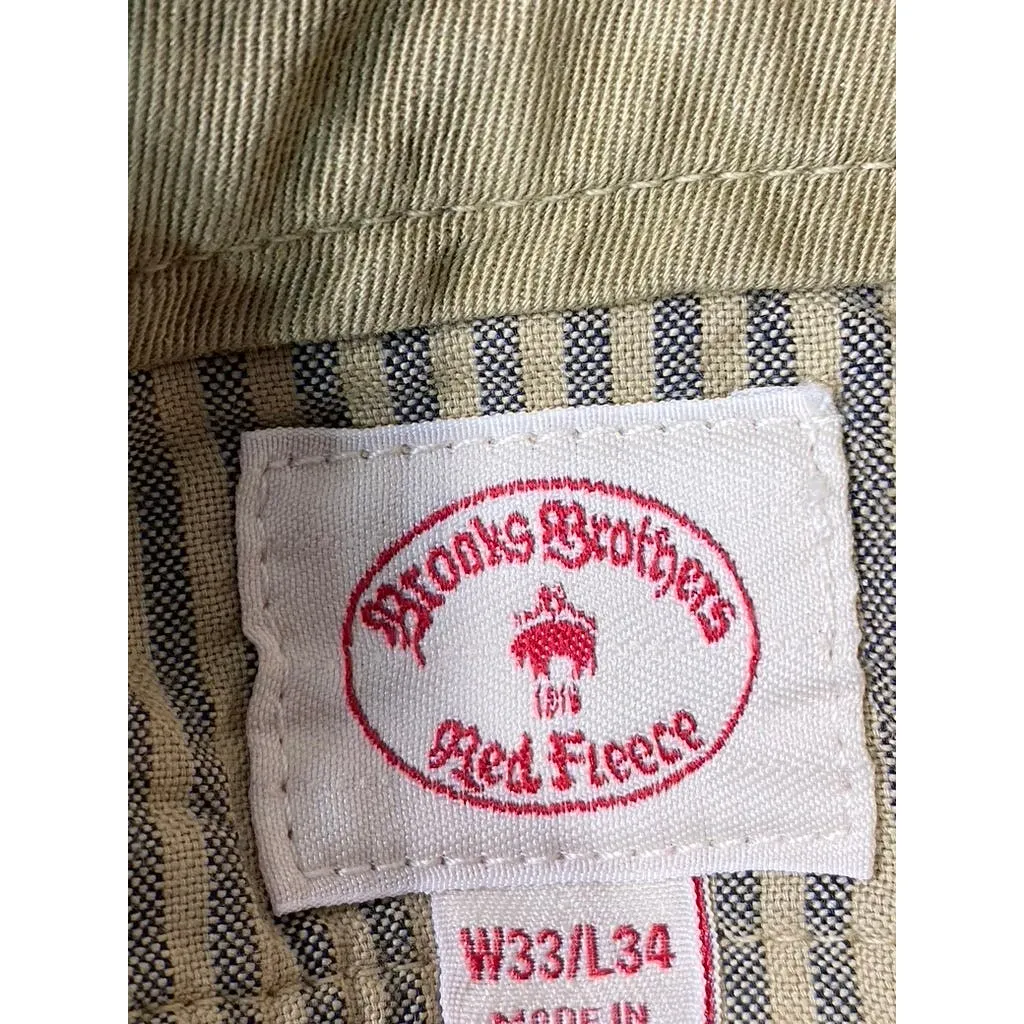 BROOKS BROTHERS RED FLEECE Men's Tan Straight-Leg Chino Pants SZ 33X344