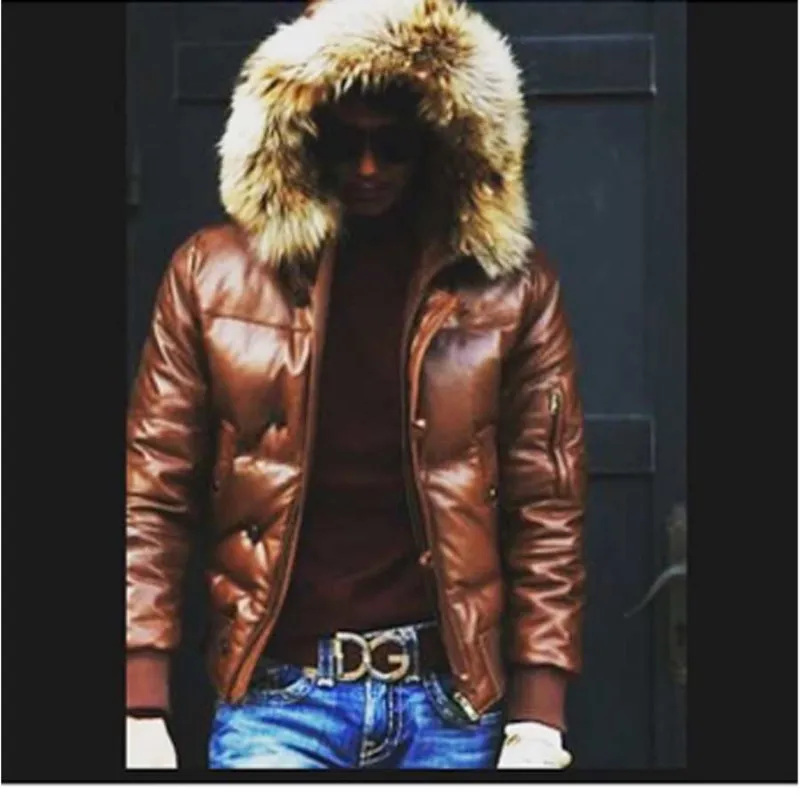 Brown Puffer Leather Jacket