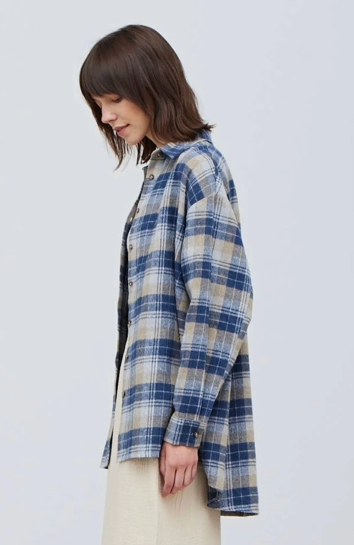 Brushed Flannel Plaid Oversized Shirt