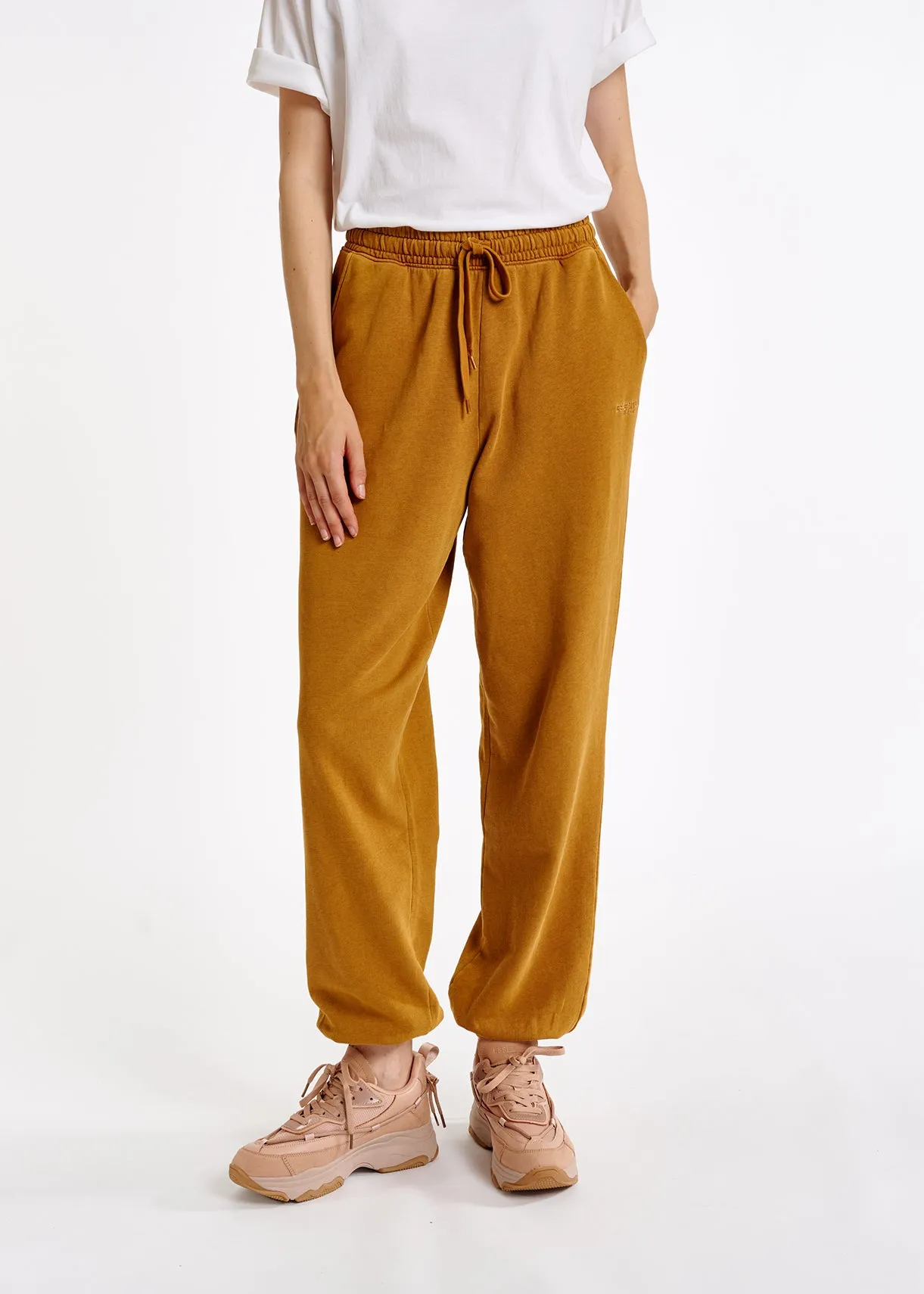 Camel organic-cotton jersey sweatpants