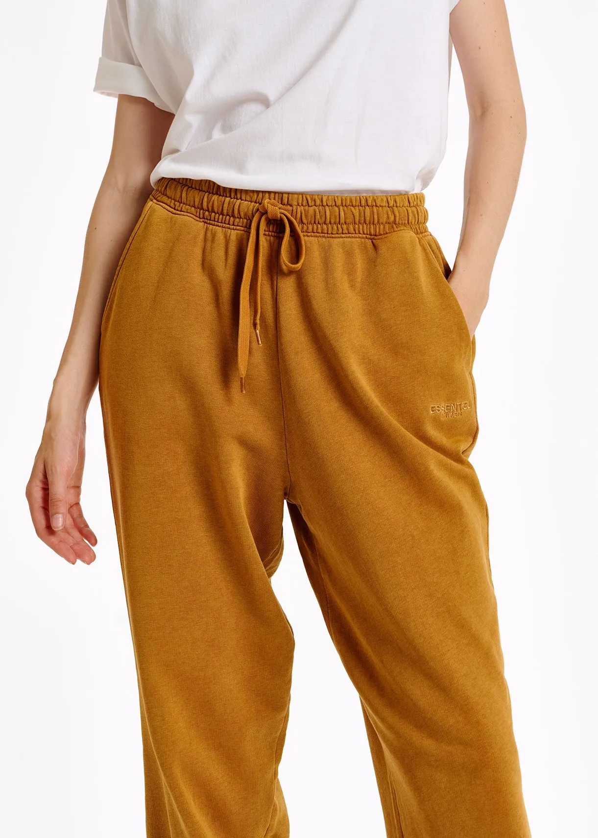 Camel organic-cotton jersey sweatpants