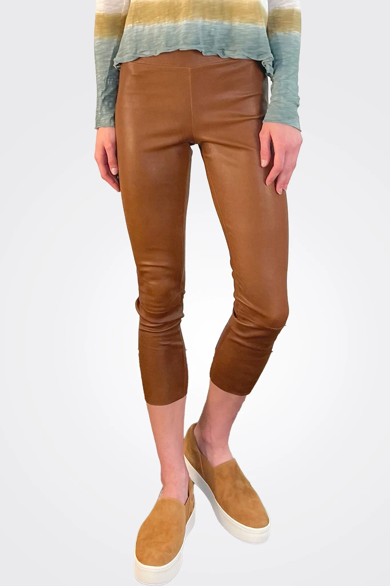 Capri Leather Legging - Dark Cognac