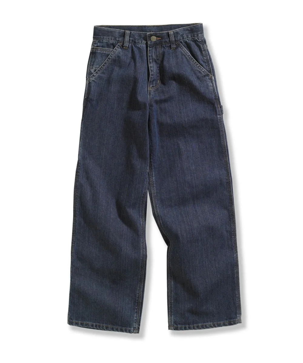 Carhartt Boys Washed Denim Dungaree - Worn In Blue